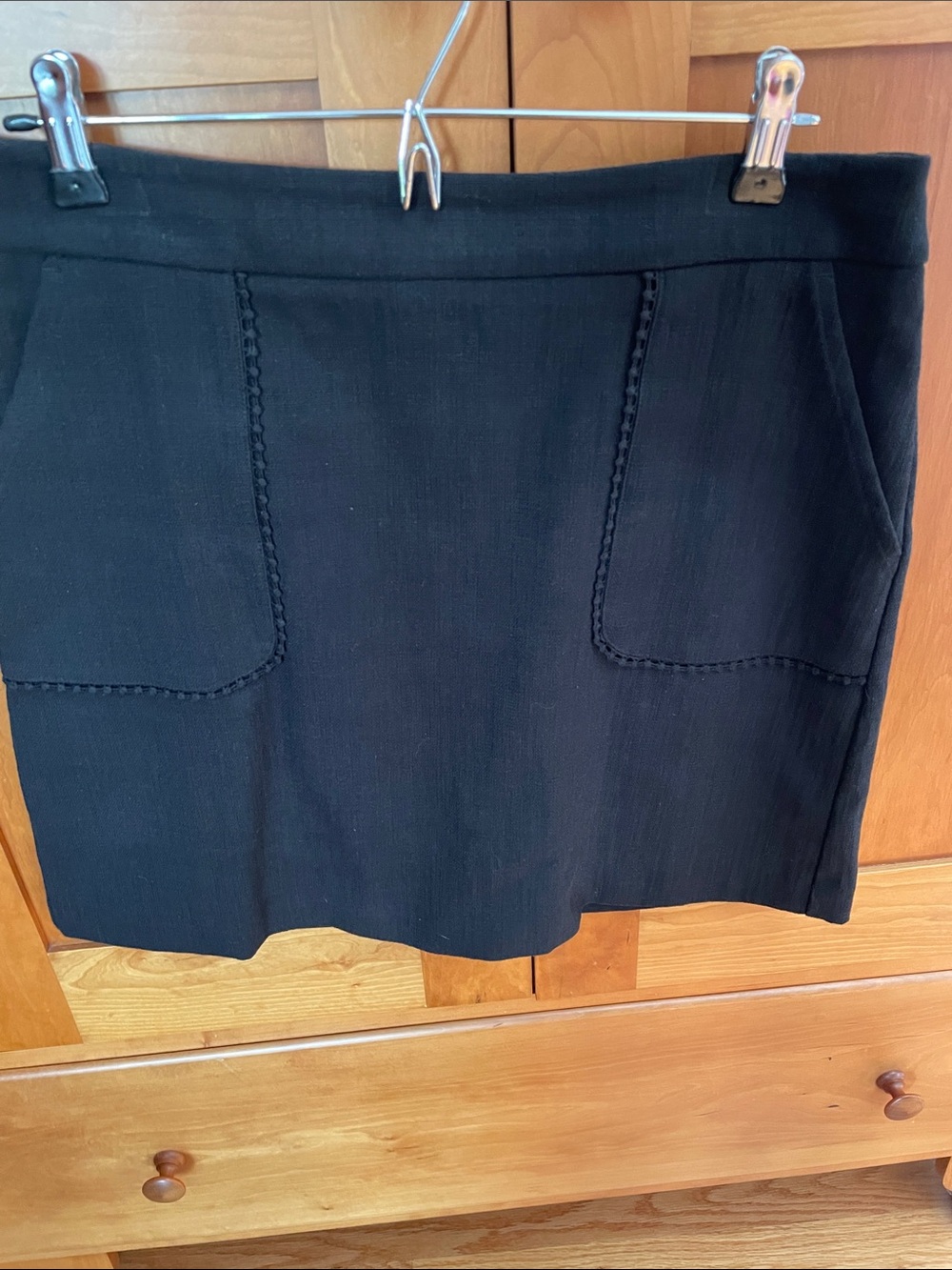 LOFT Black A-Line Mini Skirt with Front Patch Pockets